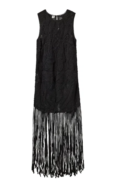 The Garment Kim Embroidered Cotton-blend Midi Dress In Black