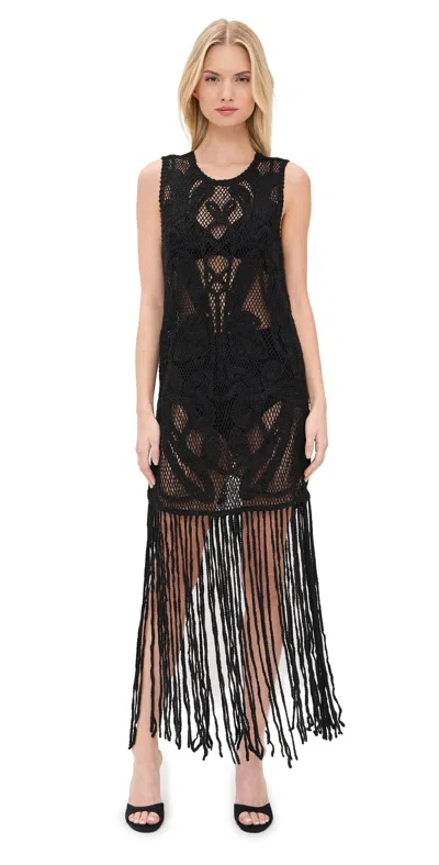 The Garment Kim Fringed Crochet Dress Black