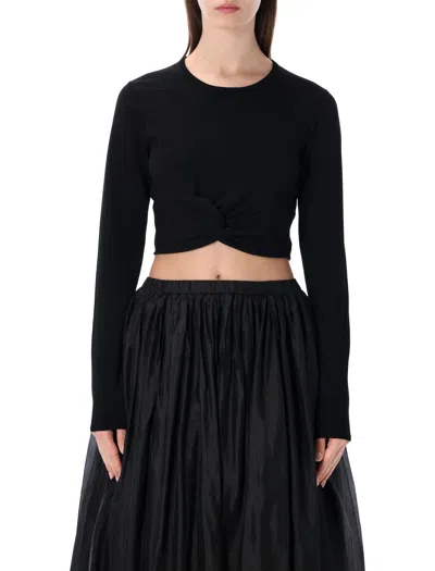 The Garment Knot-front Cropped Top In Black