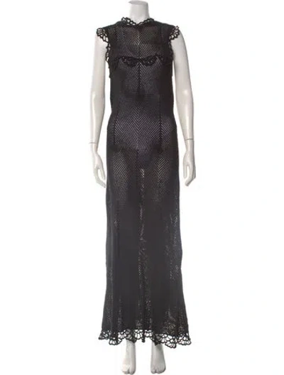 Pre-owned The Garment Lace Pattern Long Dress In Black