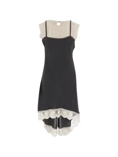 The Garment Lace-trim Silk Dress In Black