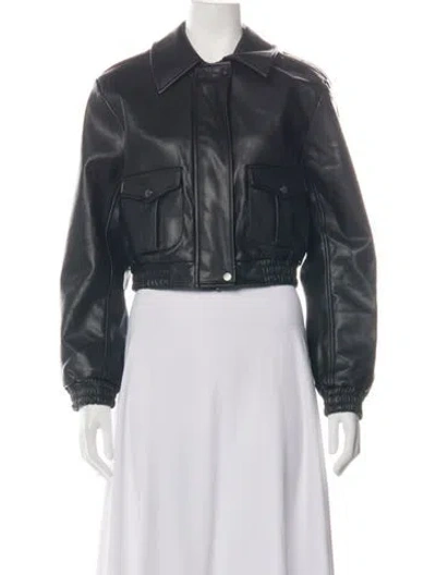 Pre-owned The Garment Leather Bomber Jacket In Black