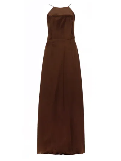 The Garment Cata Silk Blend Fitted Maxi Dress In Black