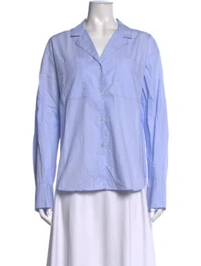 Pre-owned The Garment Long Sleeve Button-up Top In Blue