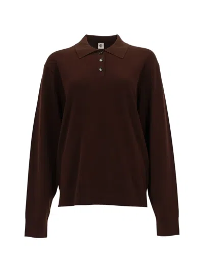 The Garment Madison Deep Brown Viscose Polo Shirt In Burgundy