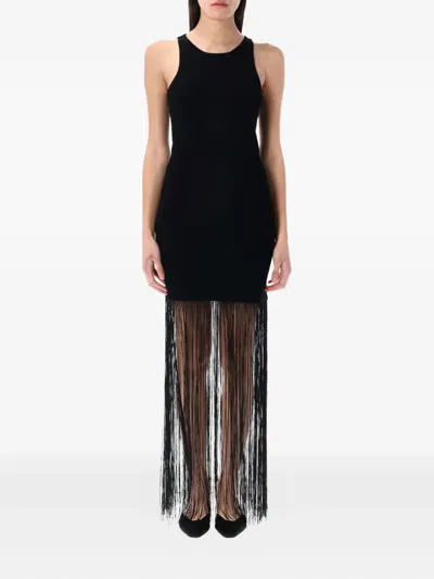The Garment Madison Fringed-hem Sleeveless Maxi Dress In Black