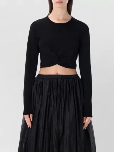 The Garment Madison Knit Cropped Twist Front Top In Blue