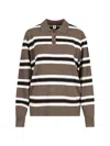 The Garment Womens Print Madison Striped Knitted Polo Shirt In Brown