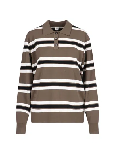 The Garment Womens Print Madison Striped Knitted Polo Shirt In Green