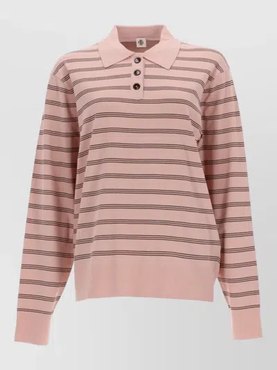 The Garment Pink Madison Viscose-blend Striped Polo Shirt In Animal Print