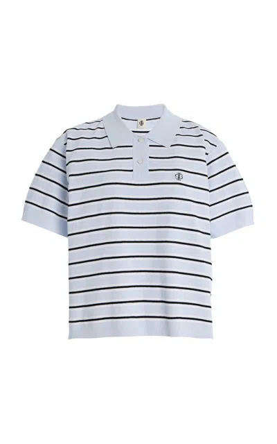 The Garment Madison Knit Polo Top In 901 Light Blue/black