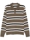 The Garment Womens Print Madison Striped Knitted Polo Shirt In Green