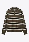 The Garment Womens Print Madison Striped Knitted Polo Shirt In Multicolor