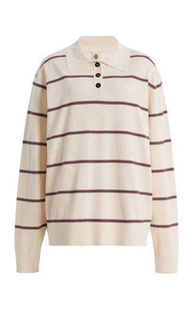 The Garment Madison Striped Polo In White
