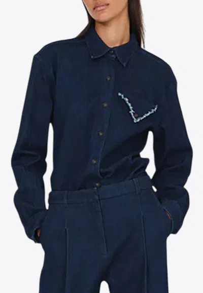 The Garment Merci Denim Long-sleeved Shirt In Blue