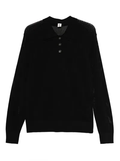 The Garment Mesh Polo Top In Black