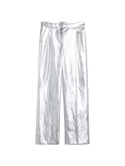 The Garment Metallic-effect Pleated Trousers In White