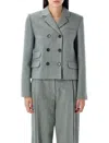 The Garment Mille Double-breasted Wool-blend Blazer In Gray
