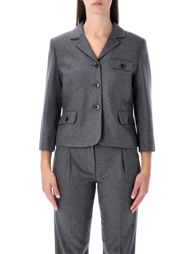 THE GARMENT THE GARMENT MITCH FITTED JACKET IN GREY MELANGE WOOL
