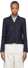 The Garment Denver Pinstriped Single-breasted Cropped Blazer In 106 Navy