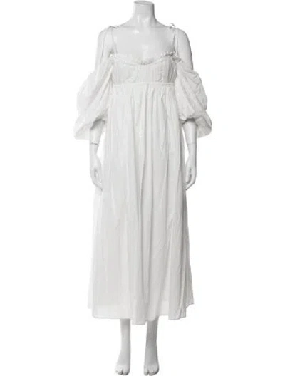 Pre-owned The Garment Off-the-shoulder Long Dress In White