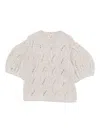 The Garment Open-knit Puff-sleeve Top In Gray