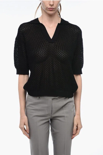 The Garment Openwork Tanzania Polo With Cuffs In Black
