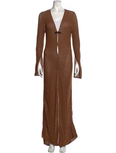 Pre-owned The Garment Patterned Long Dress In Brown