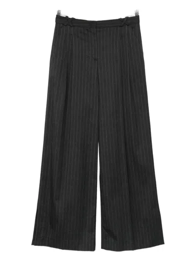 The Garment Pinstripe Pleat-detail Trousers In Black