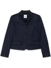 The Garment Denver Pinstriped Single-breasted Cropped Blazer In Blue