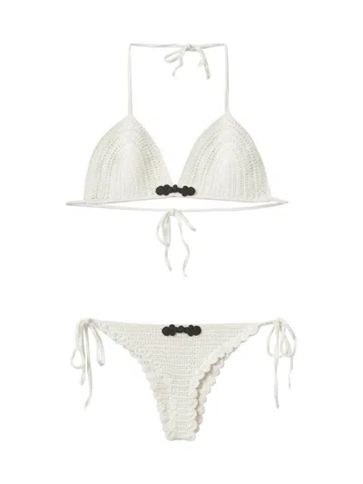 The Garment Plage Pointelle-knit Organic Cotton Bikini In White