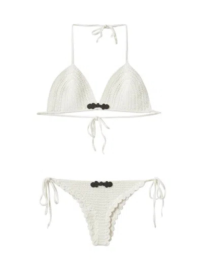 The Garment Plage Pointelle-knit Organic Cotton Bikini In White
