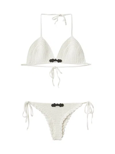 The Garment Plage Pointelle-knit Organic Cotton Bikini In White