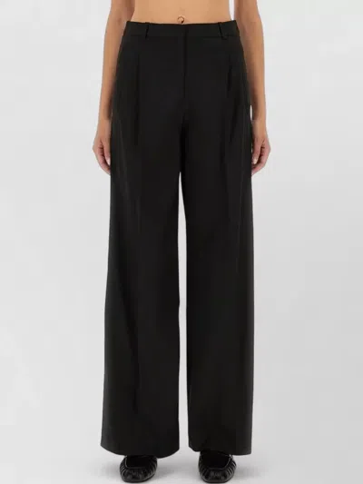 The Garment Pluto Pants Wide Leg Pleated Waistband In Black