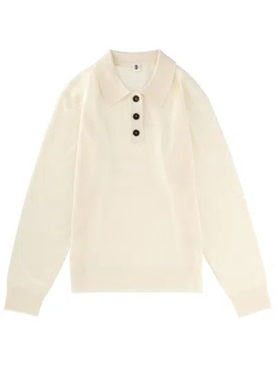 The Garment Polyester Ribbed Knit Polo Shirt In White