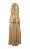 The Garment Prince Linen-silk Peplum Gown In Multi