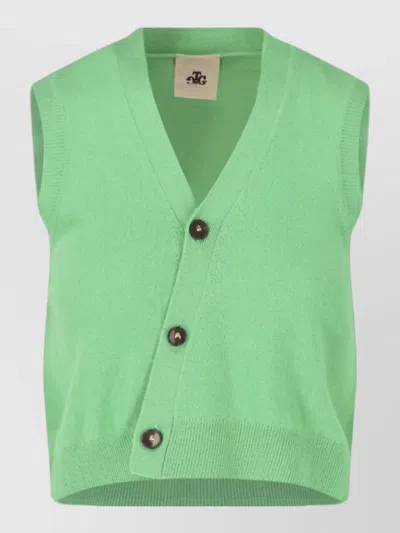 The Garment Ribbed Hem Sleeveless Top V Neckline In Green