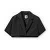 The Garment Richard Crop Blazer In Black Pinstripe