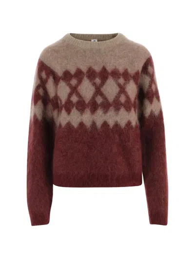 The Garment Roma Argyle Mohair-blend Sweater In Red
