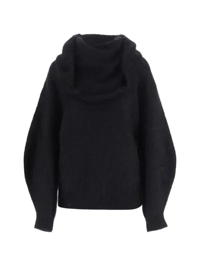 The Garment Roma Mohair-blend Draped-neck Sweater In Black