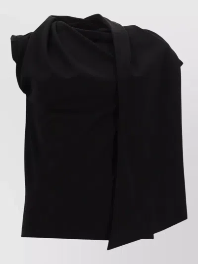 The Garment Scarf Top Asymmetric Draped Sleeveless Design In Black