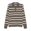 The Garment Womens Print Madison Striped Knitted Polo Shirt