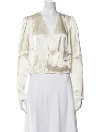 Pre-owned The Garment Silk V-neck Blouse In Neutrals