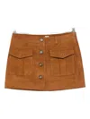 The Garment Brown Suede Mini Skirt With Buttons In Brown