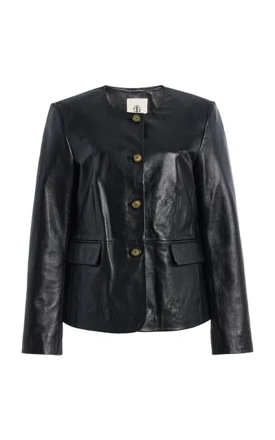 The Garment Soho Leather Blazer In Black