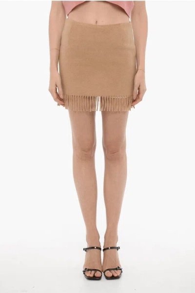 The Garment Solid Color Bruxelles Mini Skirt With Fringes In Neutral