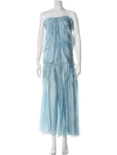 Pre-owned The Garment Strapless Long Dress In Blue