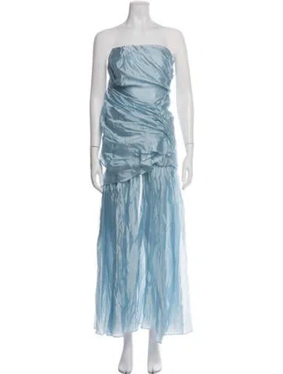 Pre-owned The Garment Strapless Long Dress W/ Tags In Blue