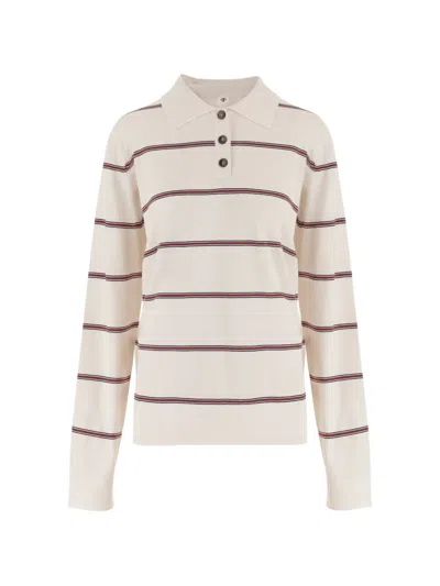 The Garment Multicolor Striped Viscose-blend Polo Shirt In White
