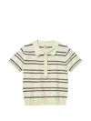 The Garment Viscose Blend Striped Polo Shirt In Yellow